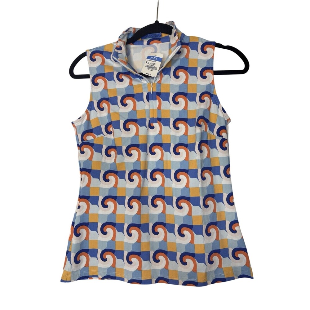 J. McLaughlin Sleeveless Top Women XS Bedford Blue‎ Coral Pickleball Golf New